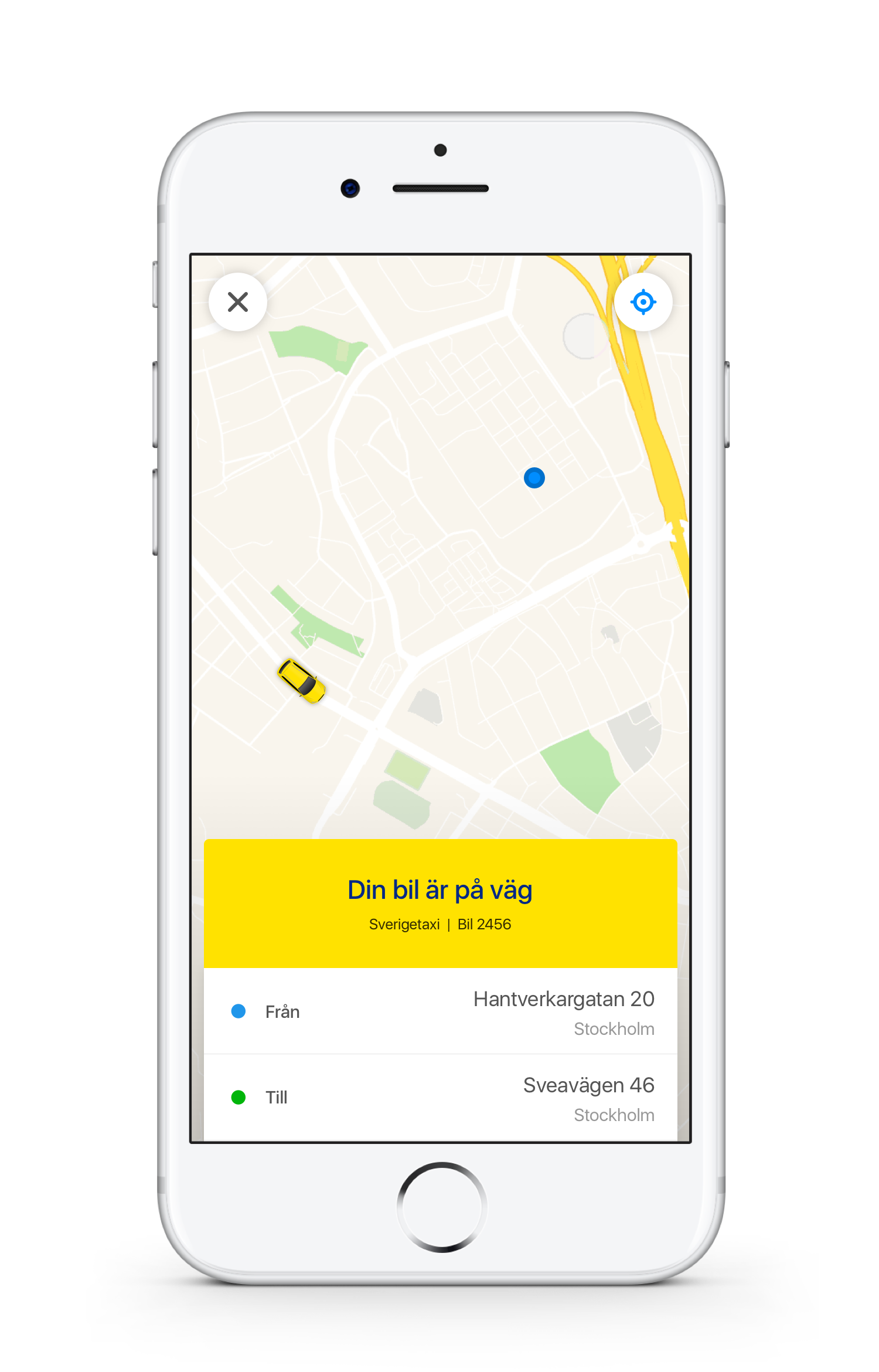 Car is on its way in mobile app